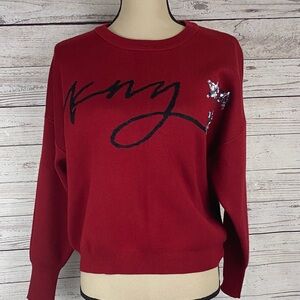 DKNY Women's Maroon Crew Neck Sweater Size S